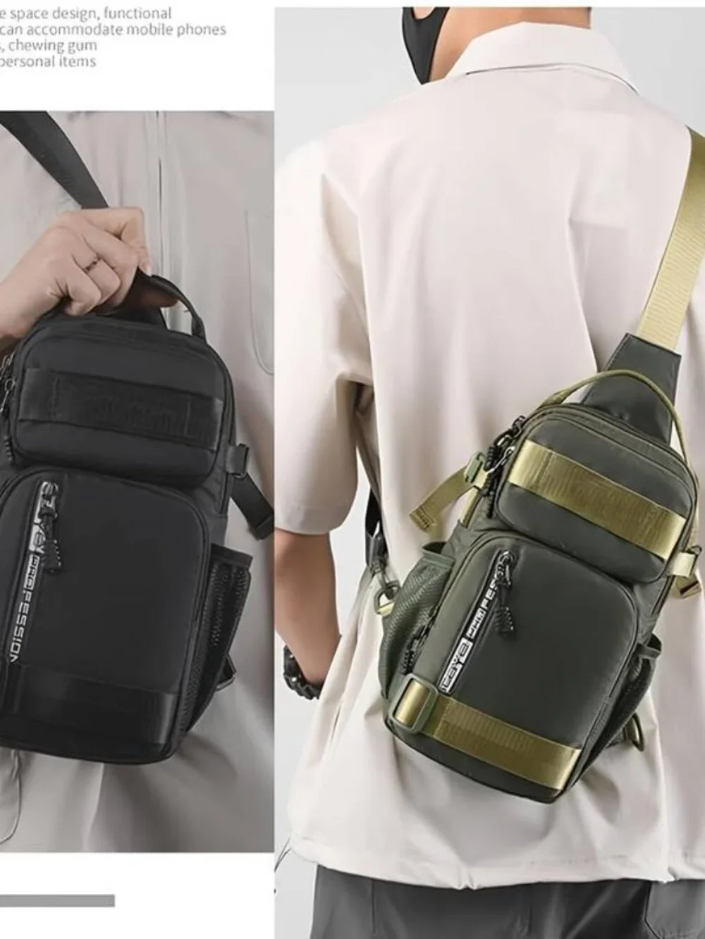 Anti Theft Crossbody Chest Bag with Water Holder